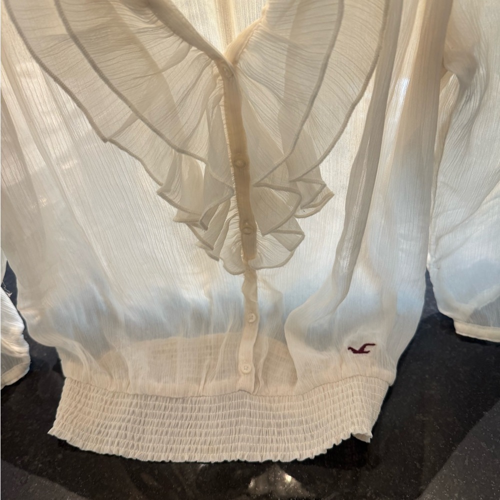 Womens Cream Ruffled Top - Picture 4 of 4